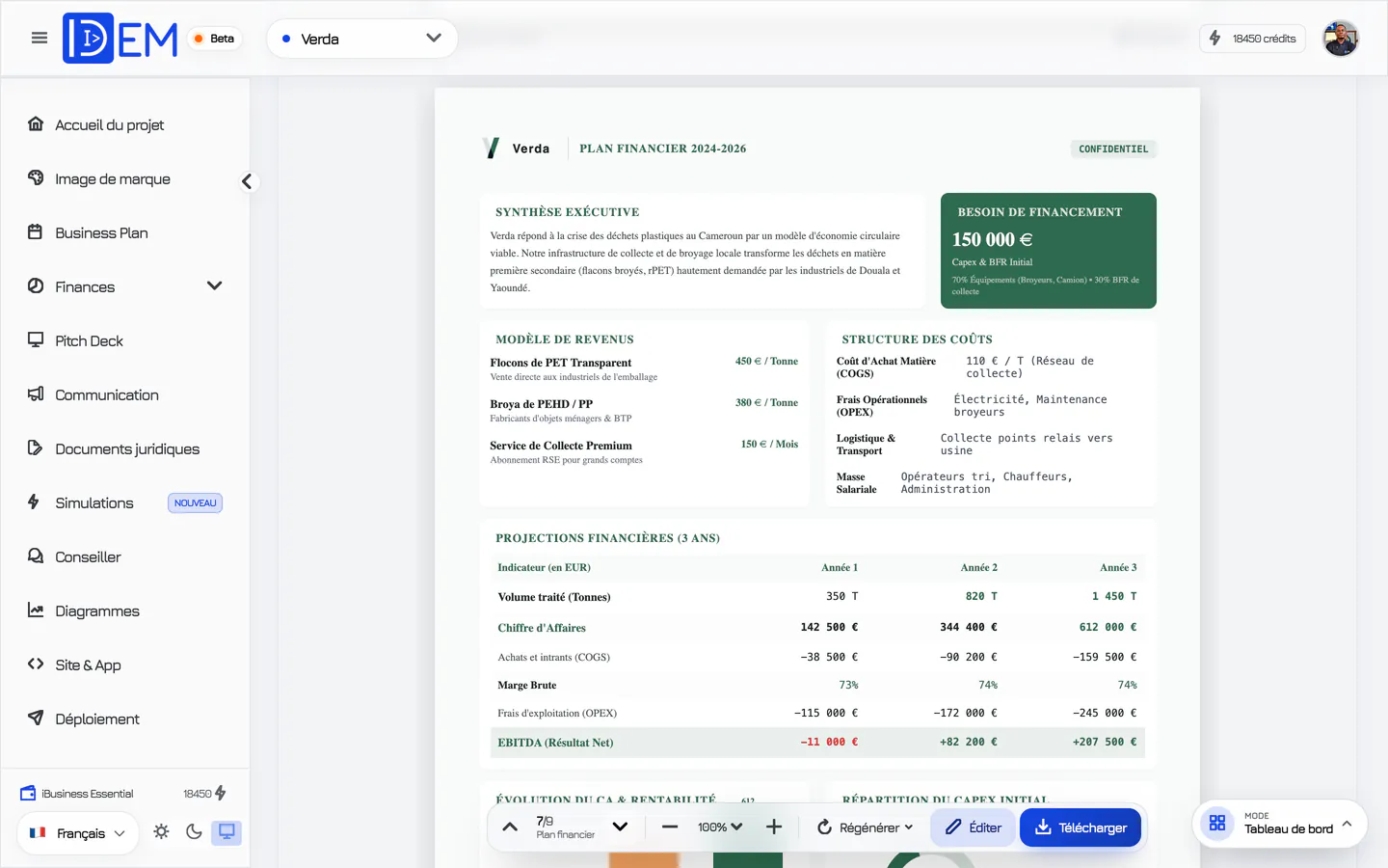 Verda's business plan and investor pitch deck