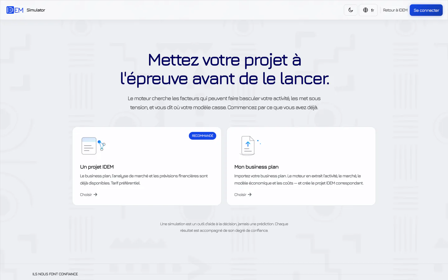 IDEM Simulator: business scenarios played out over three years