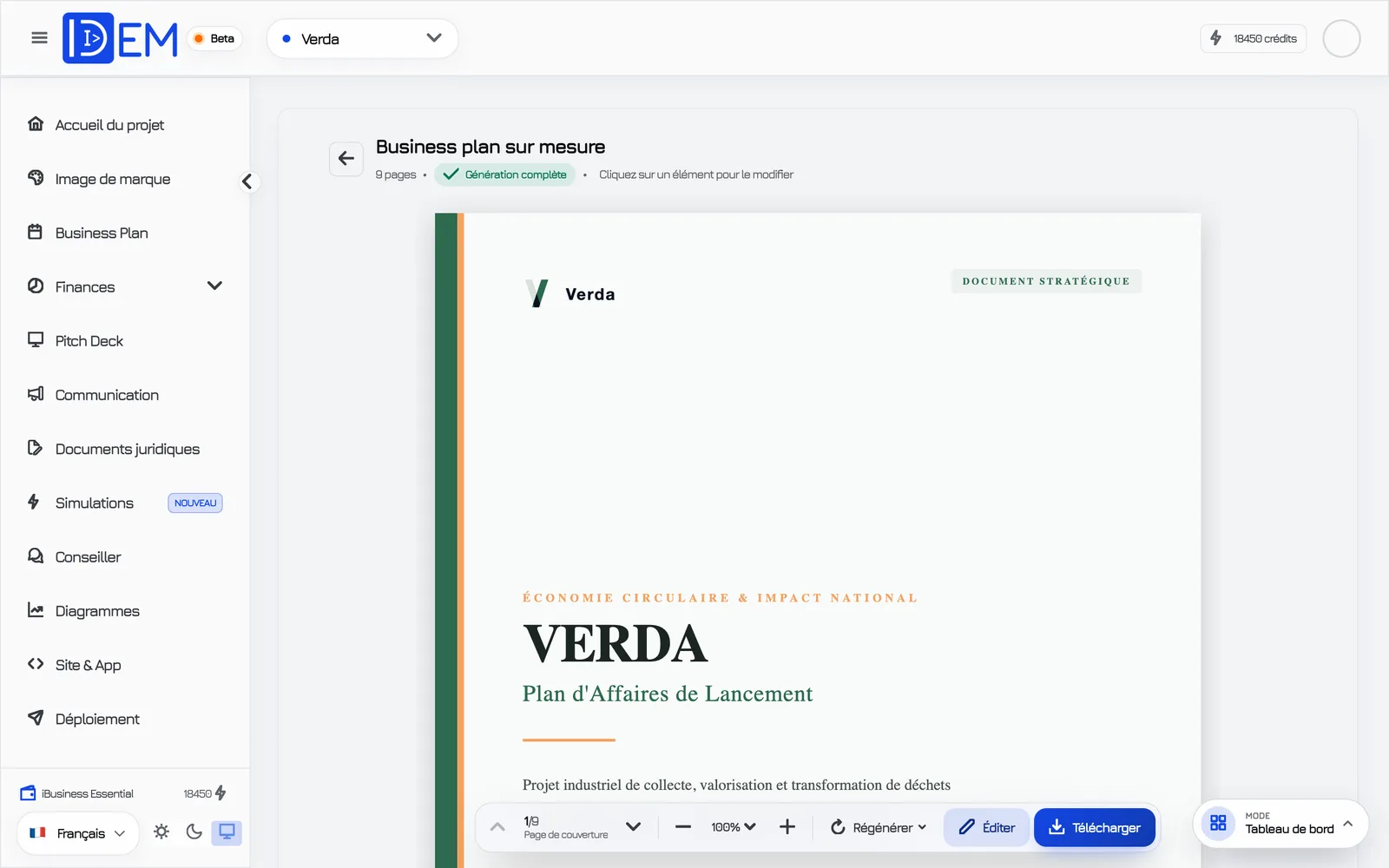 Verda's business plan and investor pitch deck